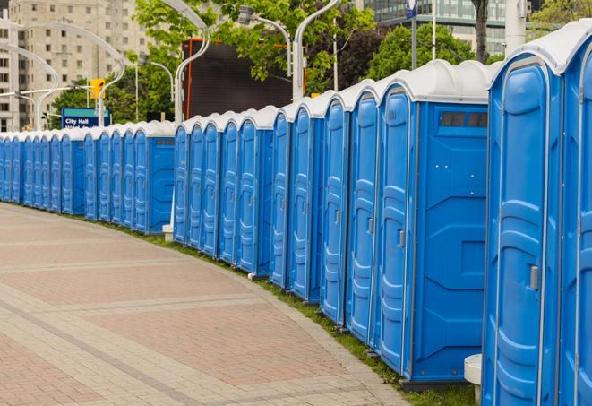 Seasonal porta potty units set up at a Biloxi, Mississippi venue